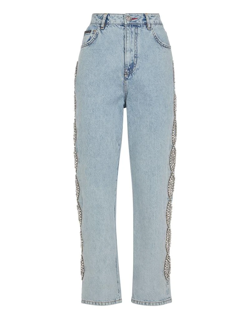 Philipp Plein Denim Loose Fit Crystal Cable 1