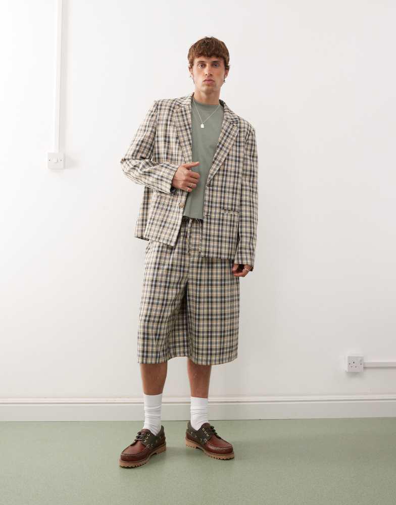 COLLUSION COLLUSION 90s relaxed blazer co-ord in mixed check