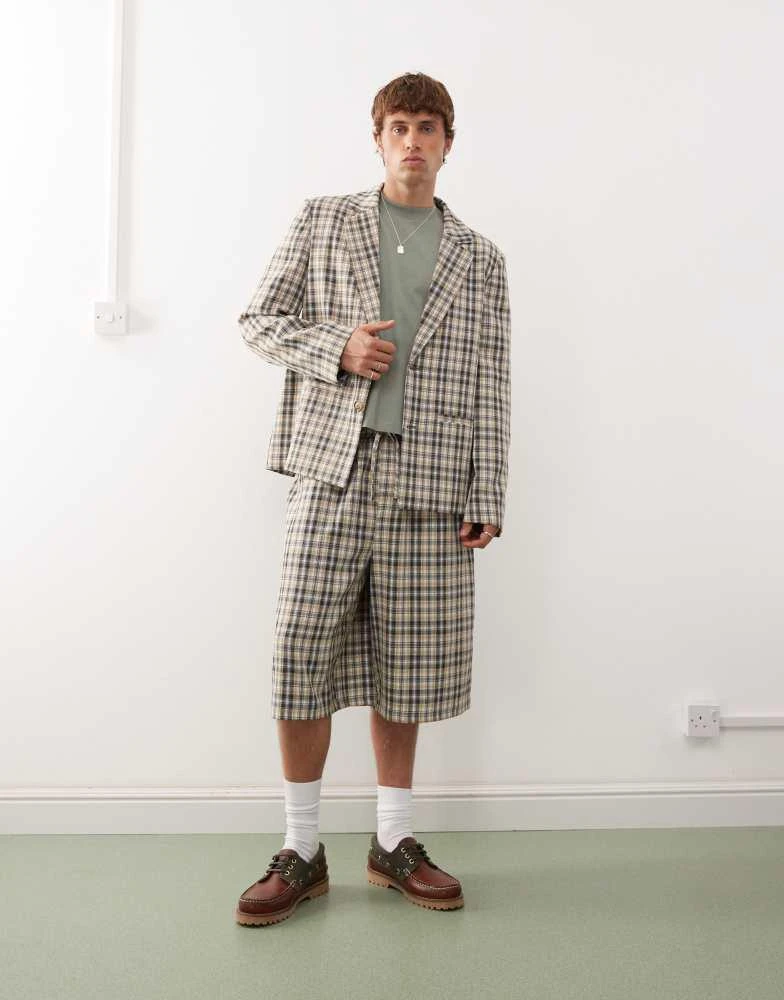 COLLUSION COLLUSION 90s relaxed blazer co-ord in mixed check 2