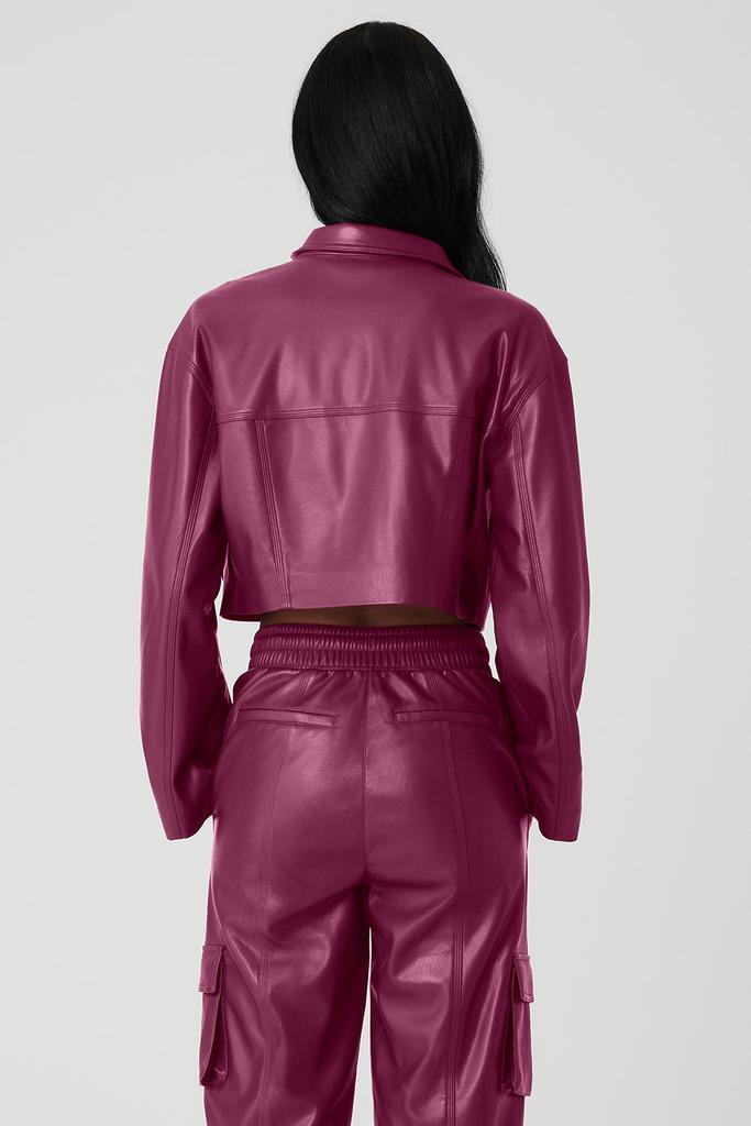 Alo Faux Leather Power Hour Jacket - Wild Berry - Jackets - Free Alo Faux Leather Power Hour Jacket - Wild Berry - Jackets - Free