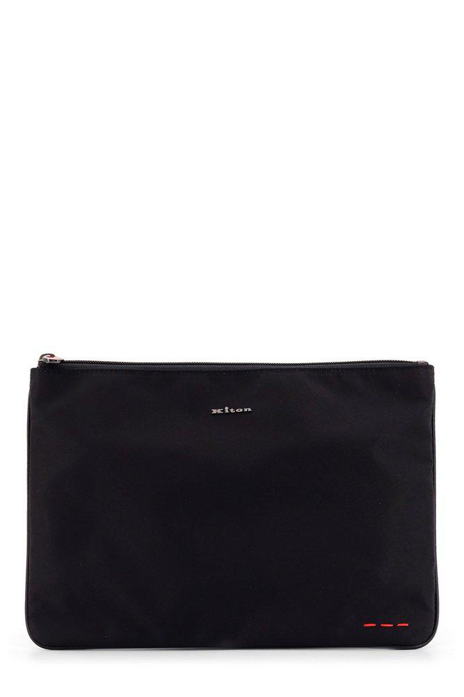 Kiton Kiton Logo Embroidered Stitched Clutch Bag