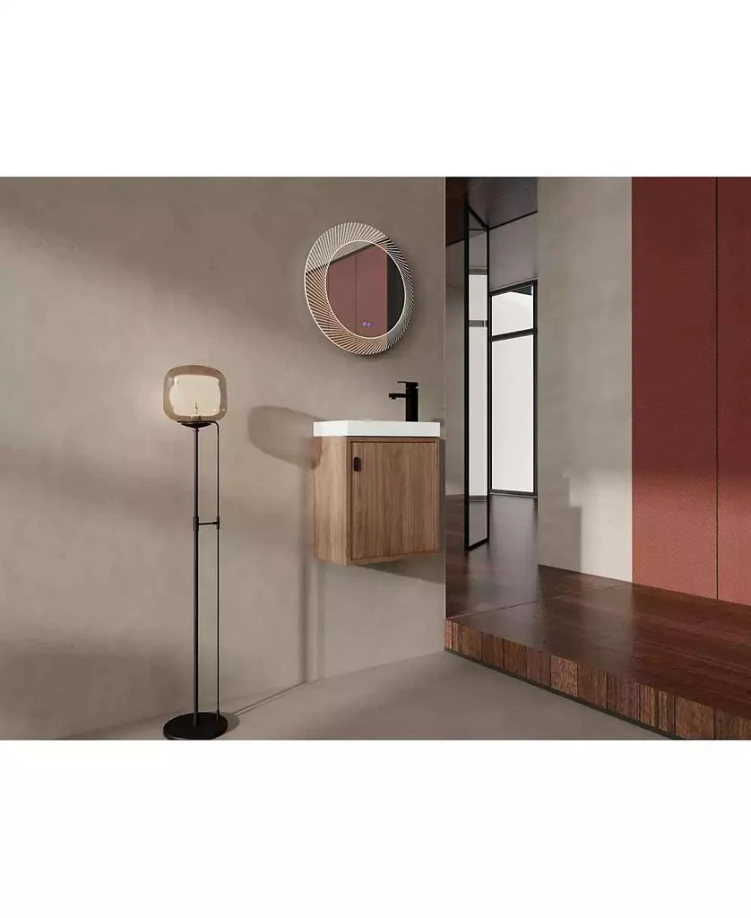 Streamdale Furniture 18.5" Wall-Mount Vanity, Resin Sink, Soft Close, Walnut 5