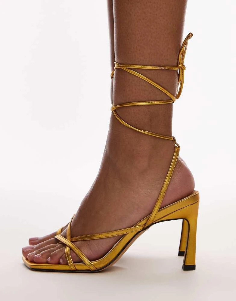 Gold Sandales Topshop Shop Topshop Faye Strappy High Heeled