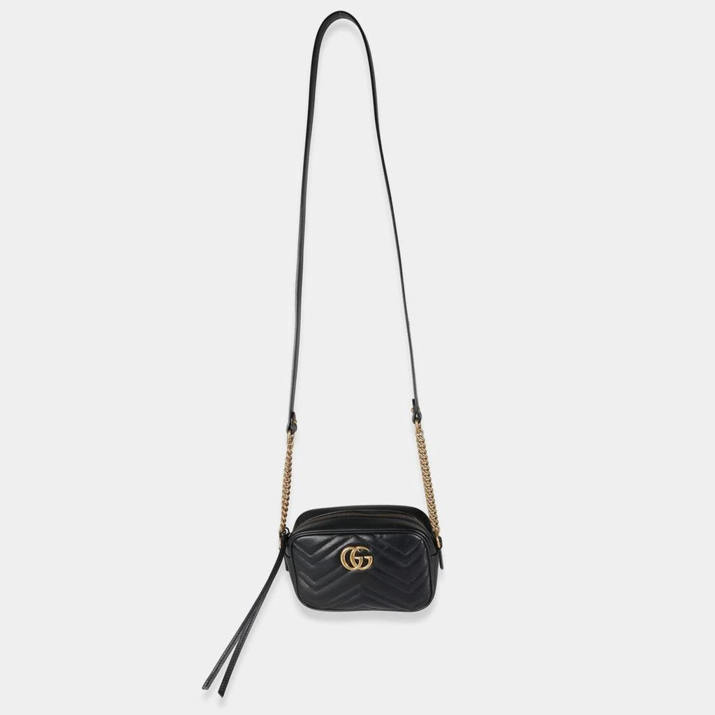 Gucci Gucci Black Leather Mini GG Marmont Camera Shoulder Bag 5