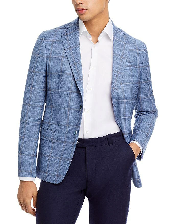 Robert Graham Modern Fit Light Blue & Tan Plaid Sport Coat 7