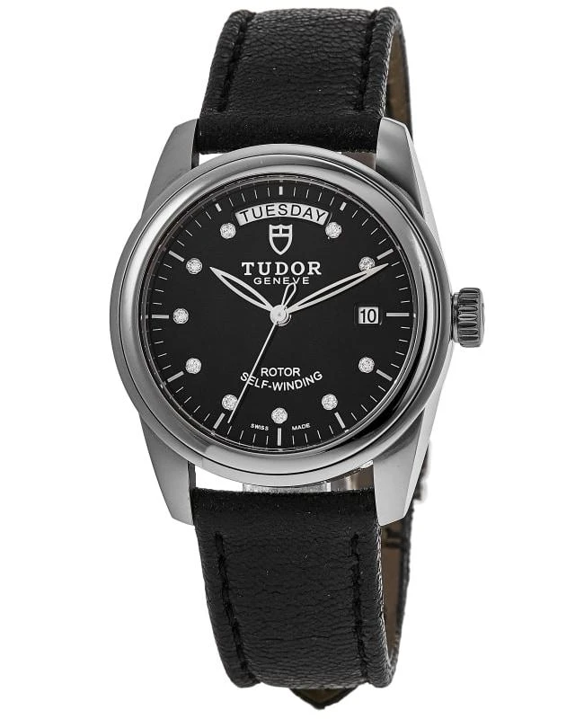 Tudor Tudor Glamour Date&Day Automatic Black Diamond Dial Leather Strap Men's Watch M56000-0083-PO 1