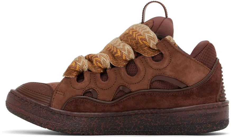 Lanvin Brown Leather Curb Sneakers 3