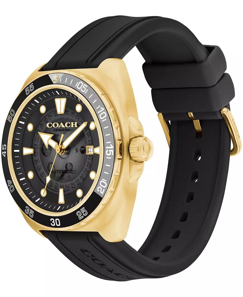 Coach Men's Charter Automatic Black Silicone Watch 44mm