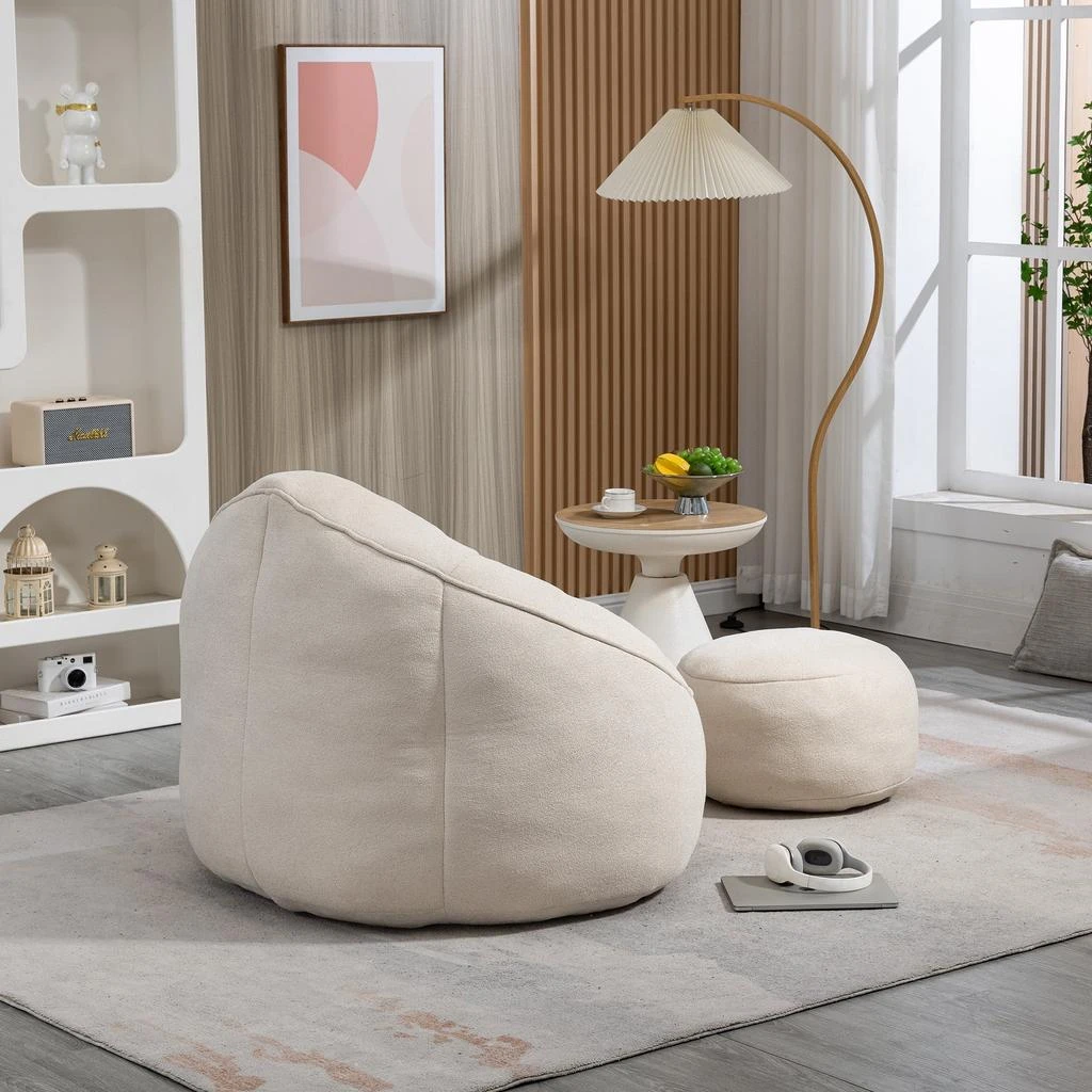 Streamdale Furniture Streamdale Compressed Foam Bean Bag Chair with Footrest 4