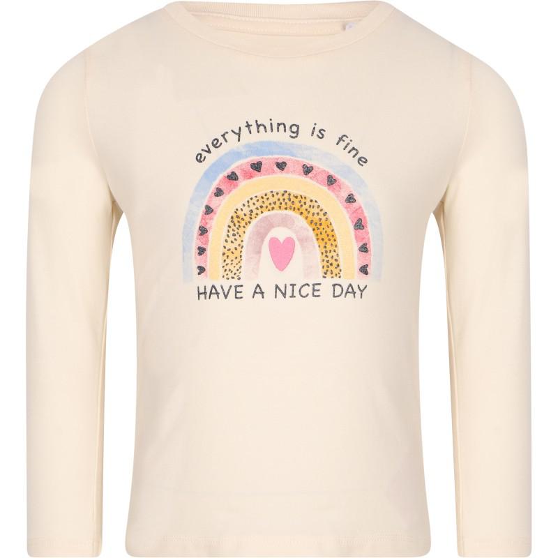 NAME IT® Everything is fine long sleeved organic t shirt in off white