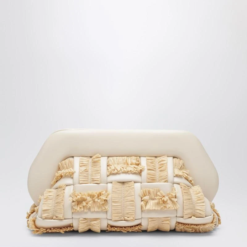 THEMOIRè Tia clutch in butter color with raffia inserts 4