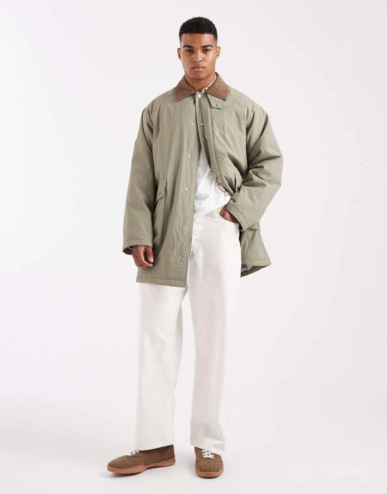 ASOS ASOS DESIGN oversized mid length barn jacket in light khaki