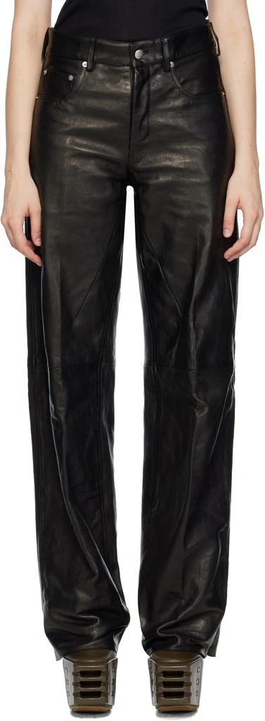 Rick Owens Black Concordians Geth Leather Pants 1