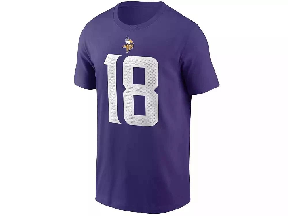 NIKE Men's Justin Jefferson Purple Minnesota Vikings Name and Number T-shirt 1