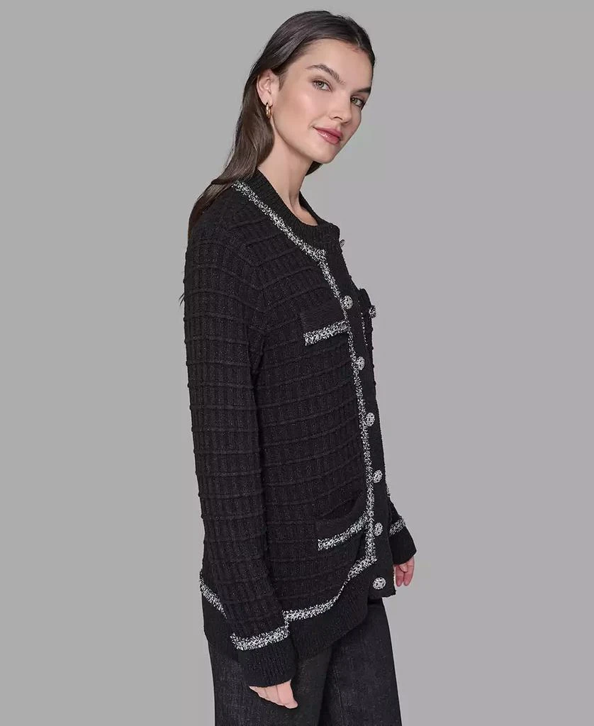 Karl Lagerfeld Paris Petite 4-Pocket Crewneck Cardigan Sweater 3