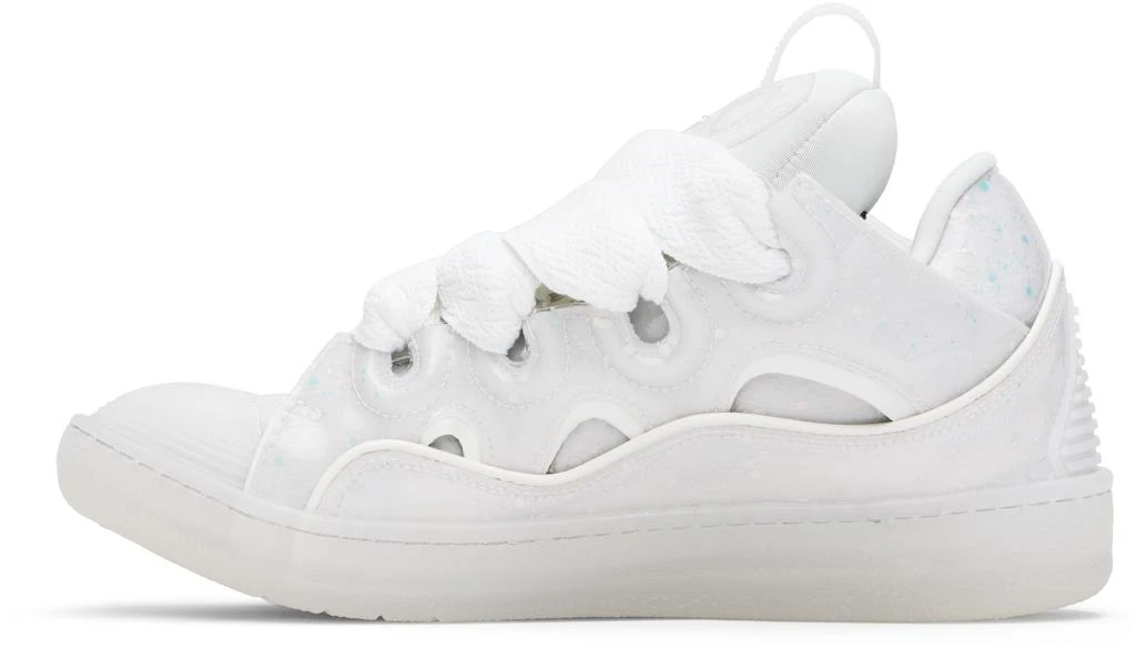 Lanvin White Leather Curb Glitter Effect Sneakers 3