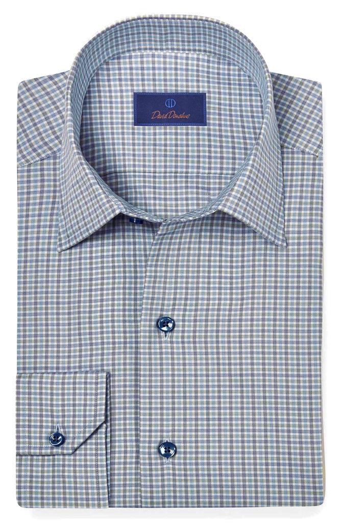 David Donahue Twill Check Sport Shirt