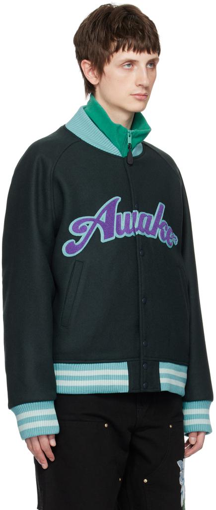 Awake NY Gray Embroidered Bomber Jacket