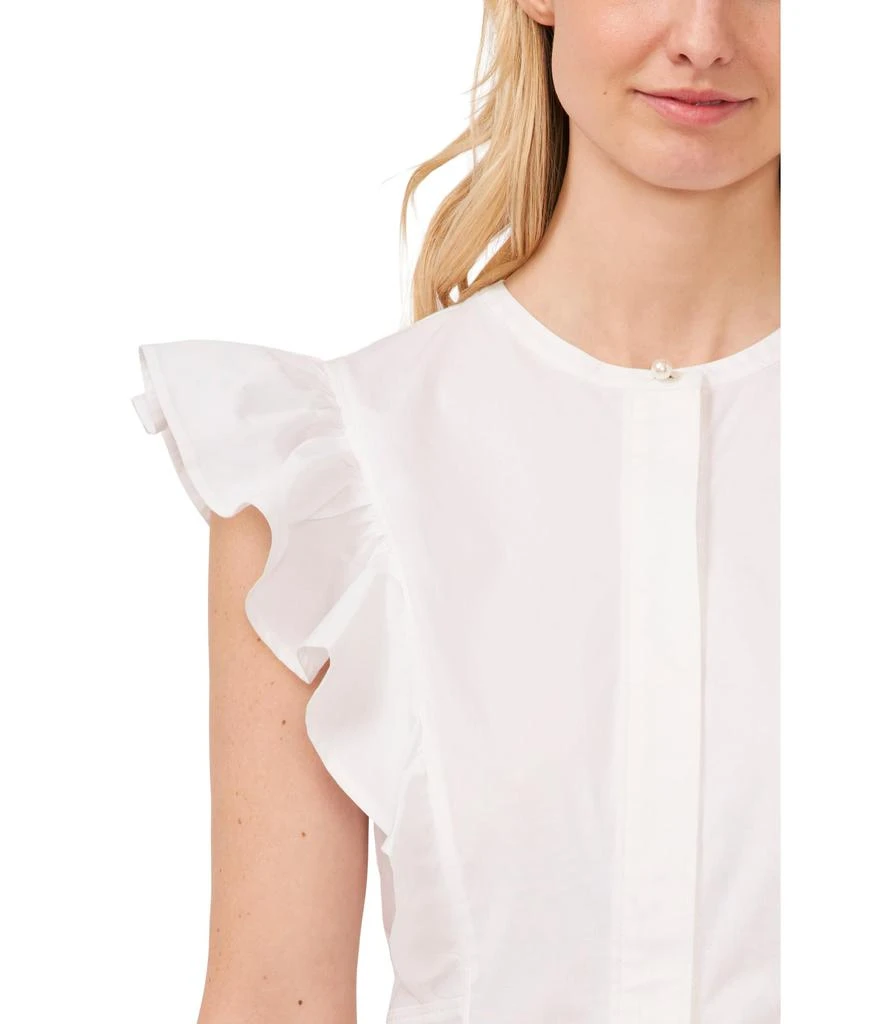 CeCe Flutter Ruffle Sleeveless Cotton Poplin Blouse 3