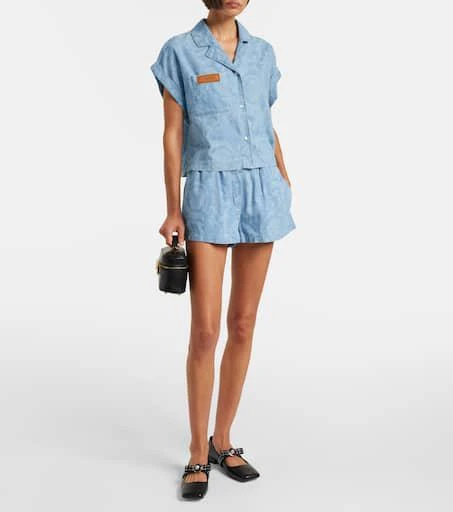 Versace Barocco cropped denim chambray shirt 2