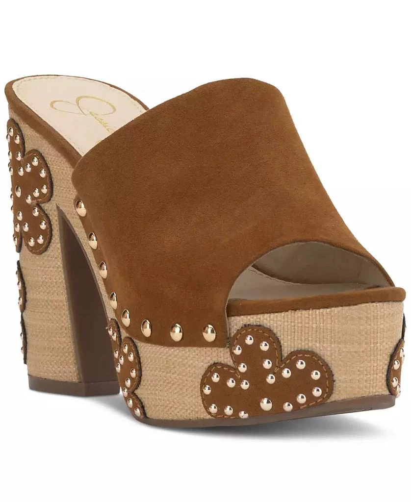 Jessica Simpson Women's Shelbie Floral Wood Heeled Platform Sandals 1