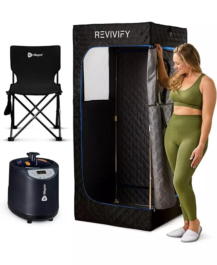 LifePro Revivify Mini Portable Sauna Box – Foldable Personal Steam Sauna Tent for Home Use with Adjustable Heat
Timer – Includes Chair, Mat
Remote Control 1