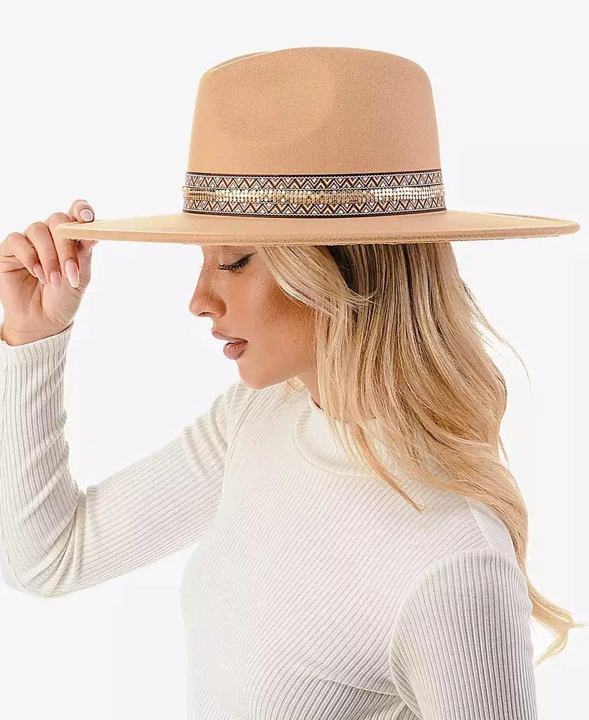 MARCUS ADLER Women's Metallic Trim Wool Blend Panama Hat 3