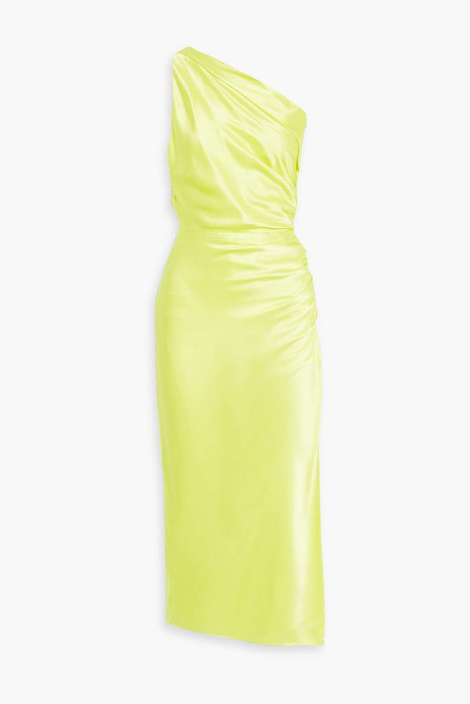 Michelle Mason One-shoulder ruched silk-satin midi dress