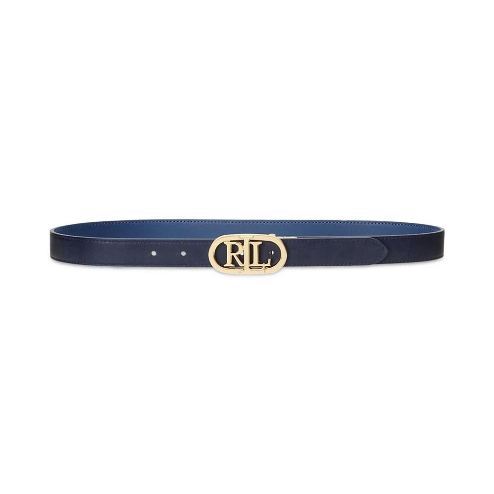 Lauren Ralph Lauren Women's Oval-Logo Reversible Leather Skinny Belt 2