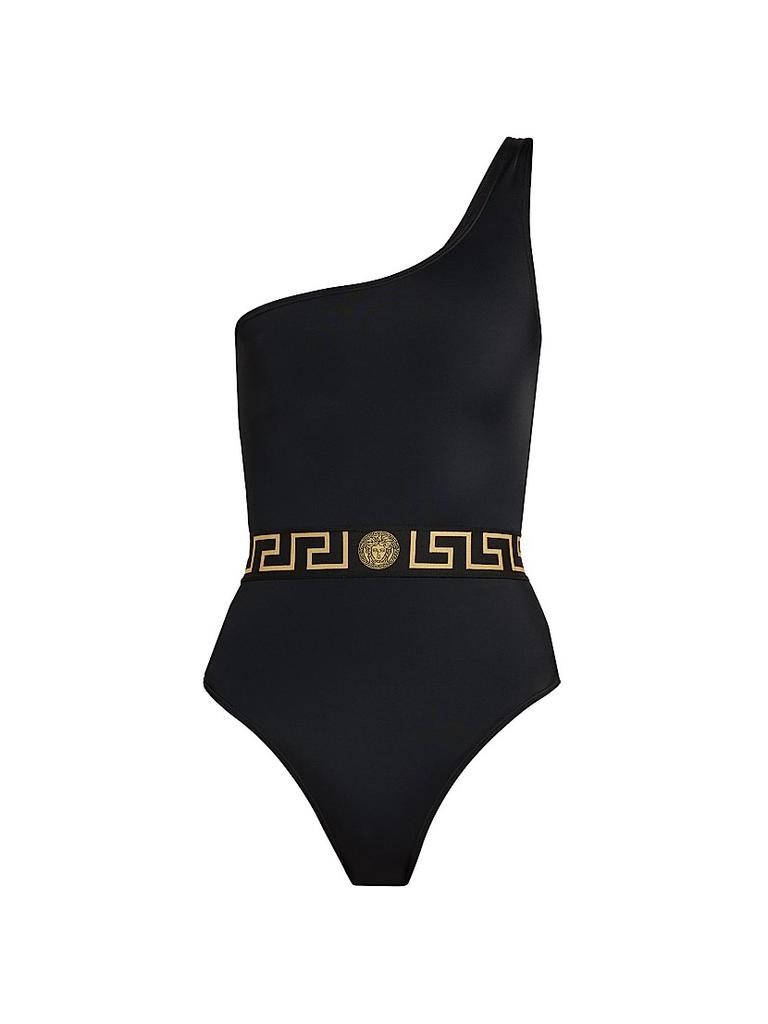 Versace Logo One-Shoulder One-Piece Swimsuit