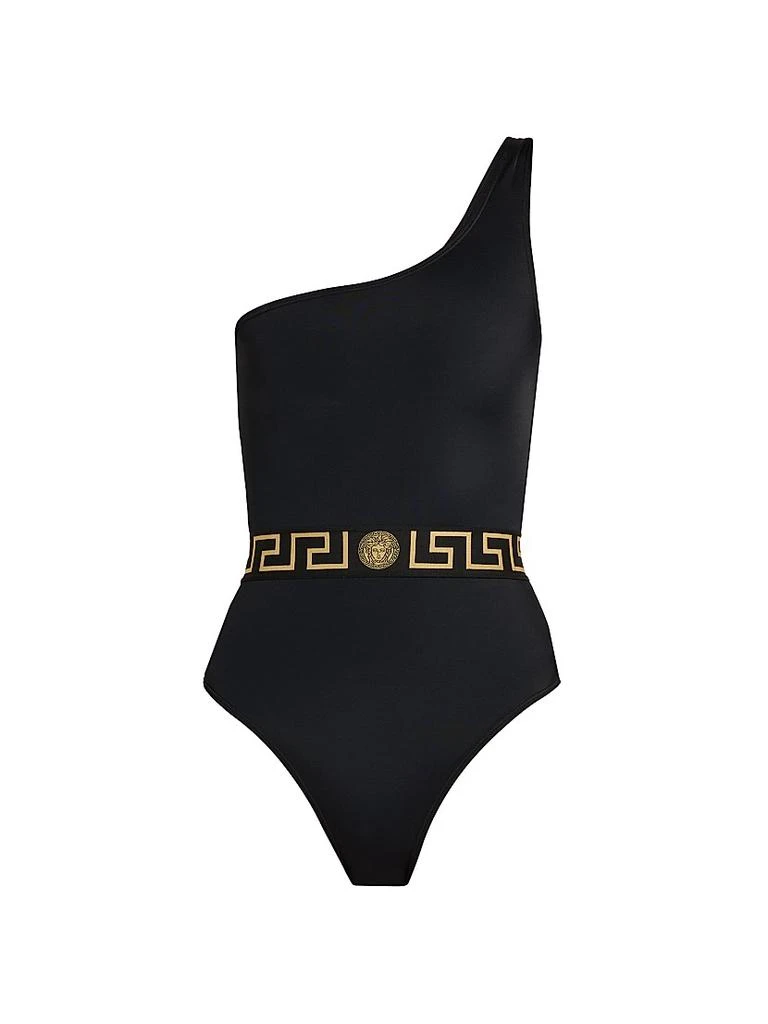Versace Logo One-Shoulder One-Piece Swimsuit 1