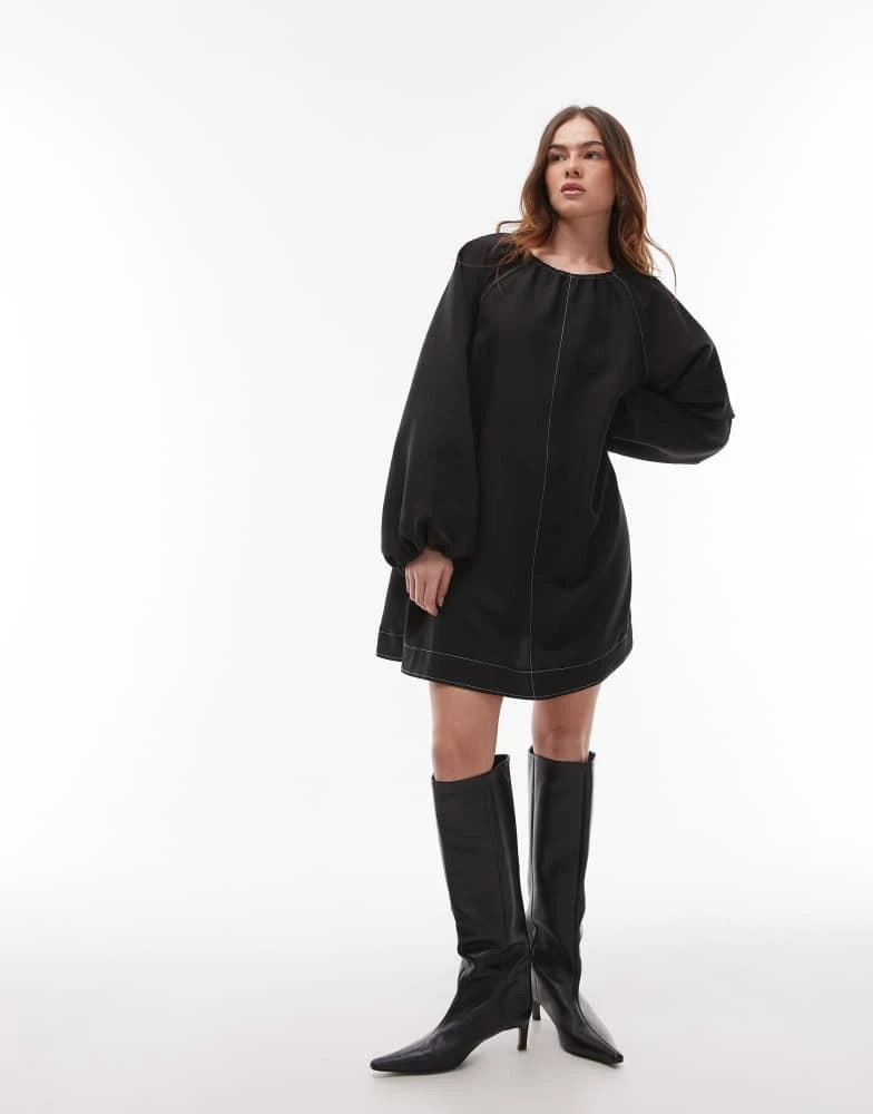 Topshop Topshop clean trapeze mini dress in black 1