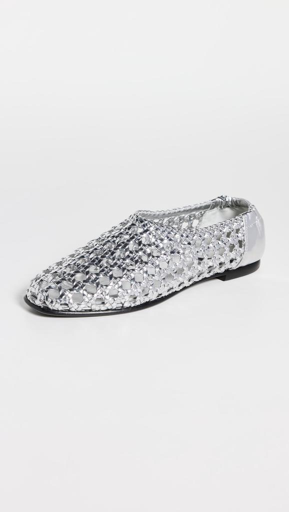 SIMKHAI Eden Woven Metallic Leather Ballet Flats