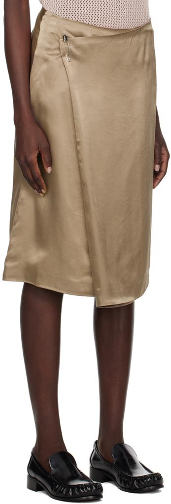 6397 Beige Wrap Midi Skirt