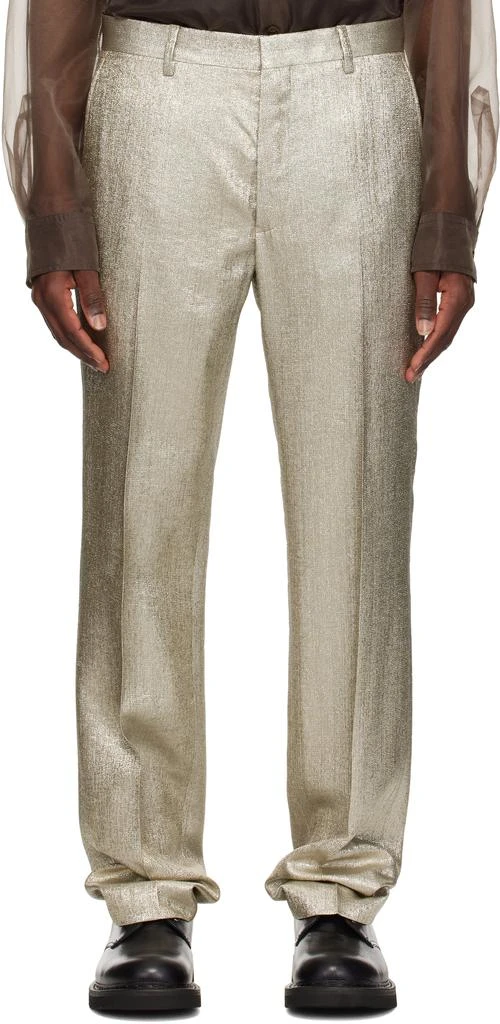 Dries Van Noten Silver Lamé Trousers 1