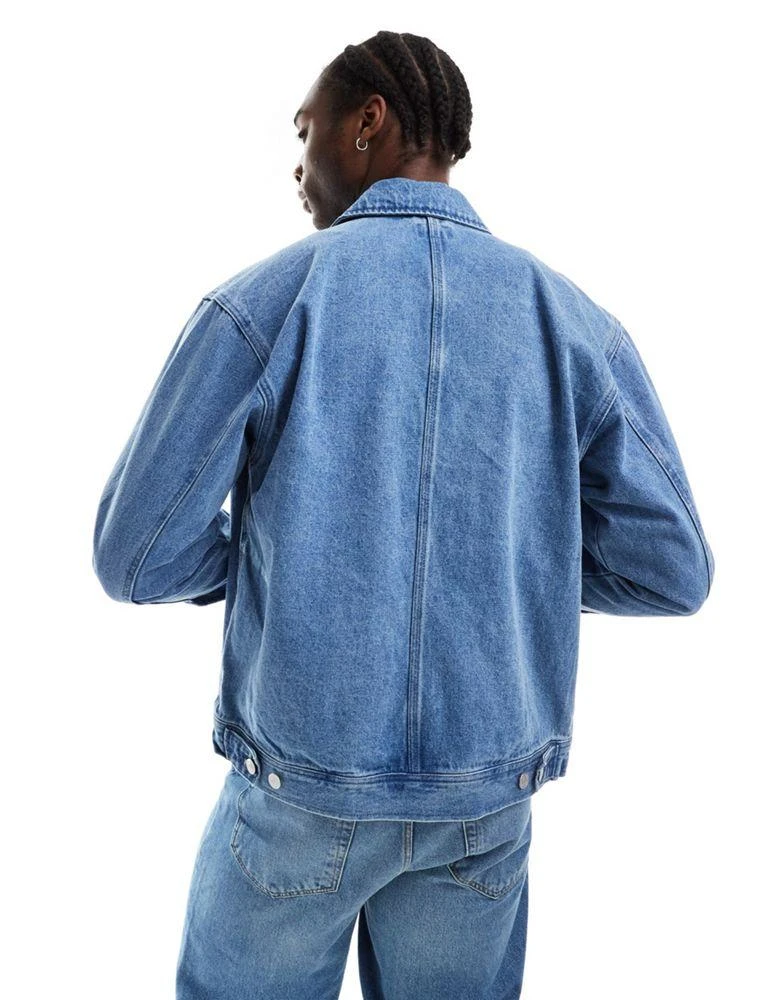 Obey Obey zip through denim jacket with pockets in light indigo wash 2