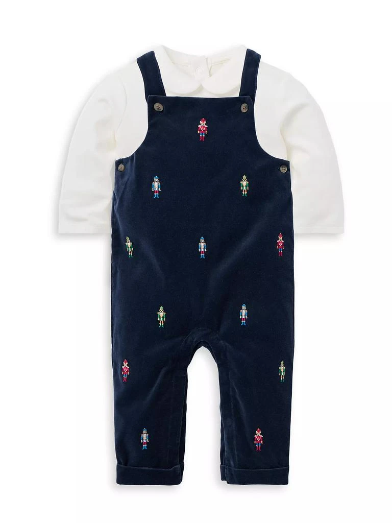 Janie and Jack Baby Boy's Shirt & Nutcracker Velvet Overalls Set 1