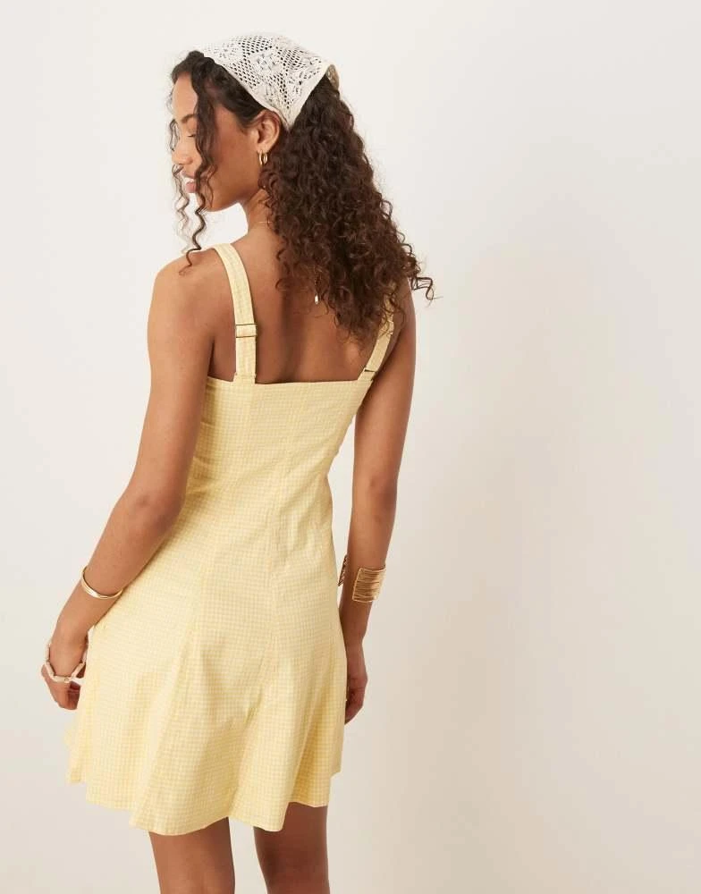 Abercrombie & Fitch Abercrombie & Fitch square neck pleated a-line mini skort dress in yellow gingham 3