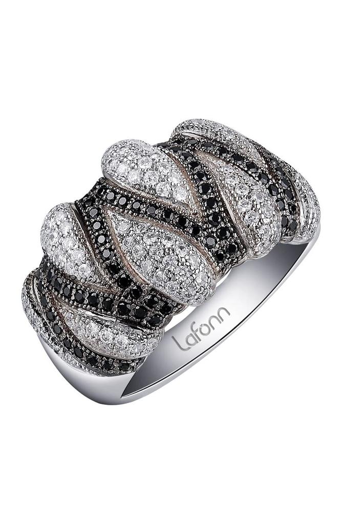 Lafonn Platinum Black Rhodium Plated Sterling Silver Pave Simulated Diamond Cocktail Ring