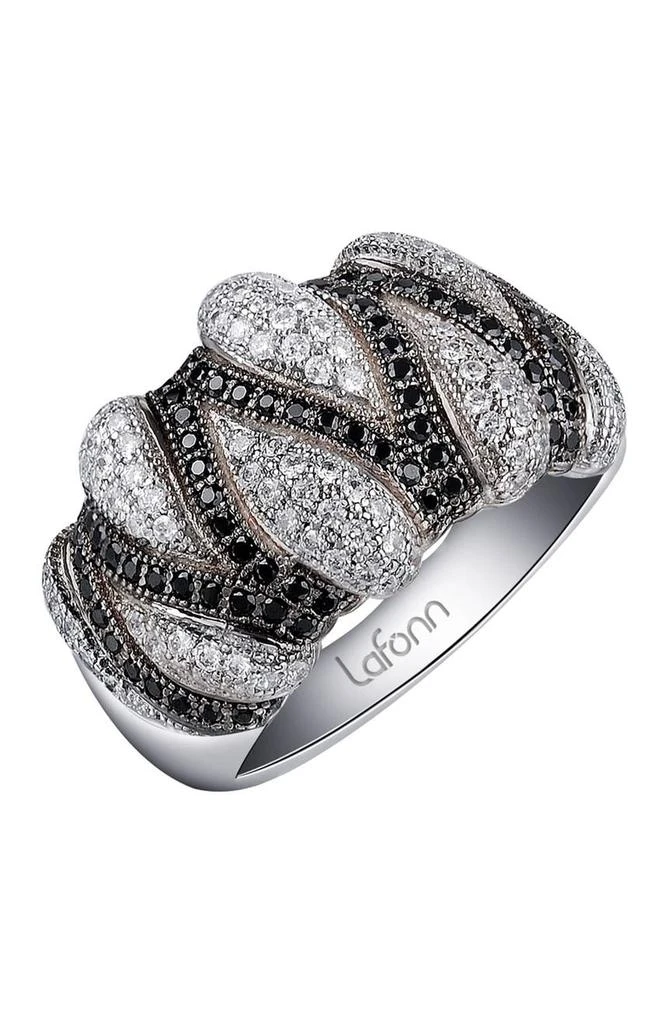 Lafonn Platinum Black Rhodium Plated Sterling Silver Pave Simulated Diamond Cocktail Ring 1