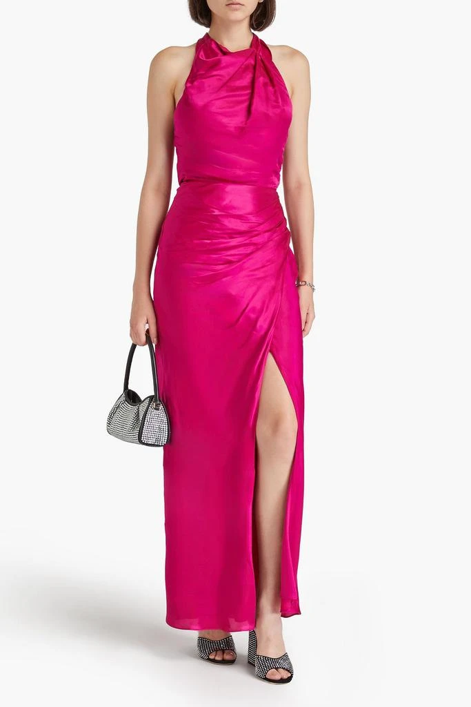 NICHOLAS Draped satin halterneck maxi dress 2
