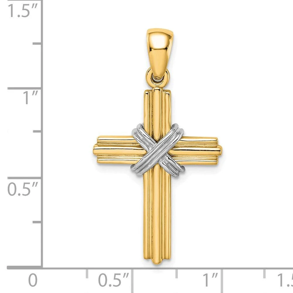 Diamond2Deal 14k Yellow Gold and White Rhodium -X- Center Passion Cross Pendant 3