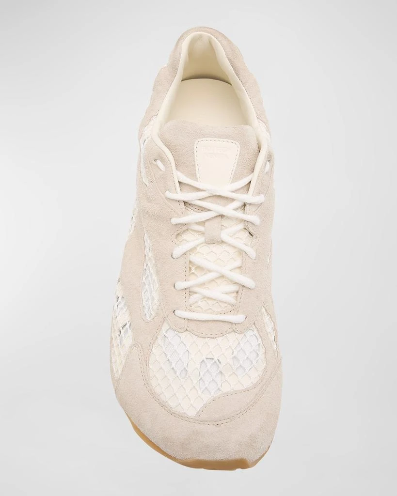 Bottega Veneta Men's Orbit Aged Leather and Fishnet Runner Sneakers 5