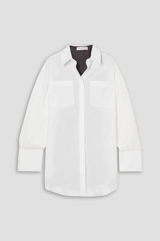 Valentino Layered cotton-poplin and stretch-jersey mini shirt dress