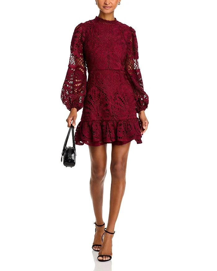 AQUA Long Sleeve Lace Dress - Exclusive 1
