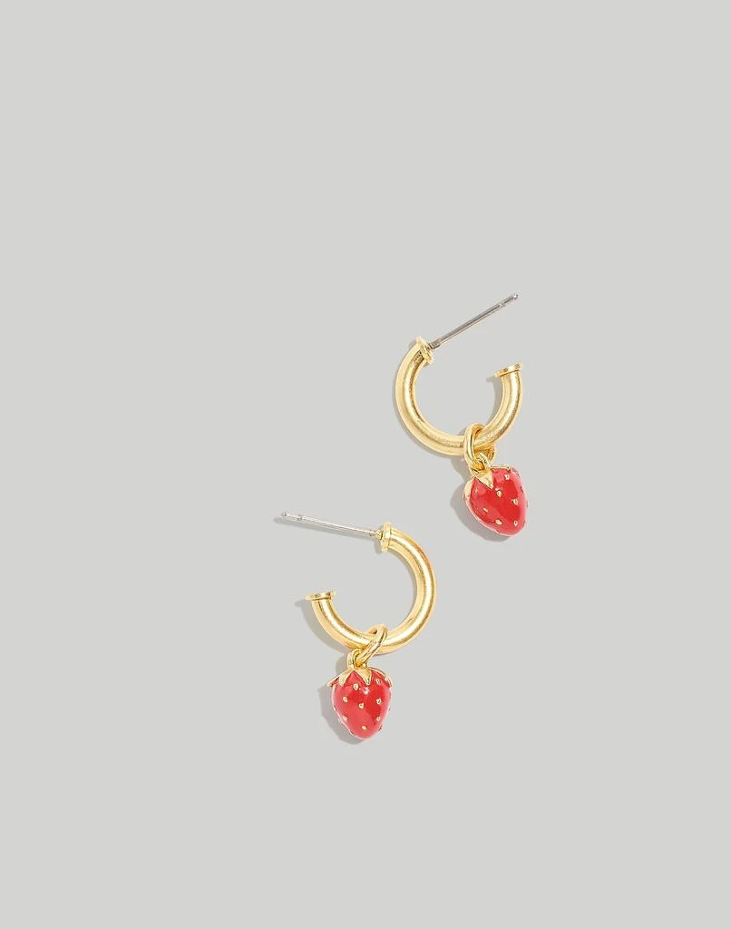 Madewell Enamel Strawberry Huggie Hoop Earrings 1
