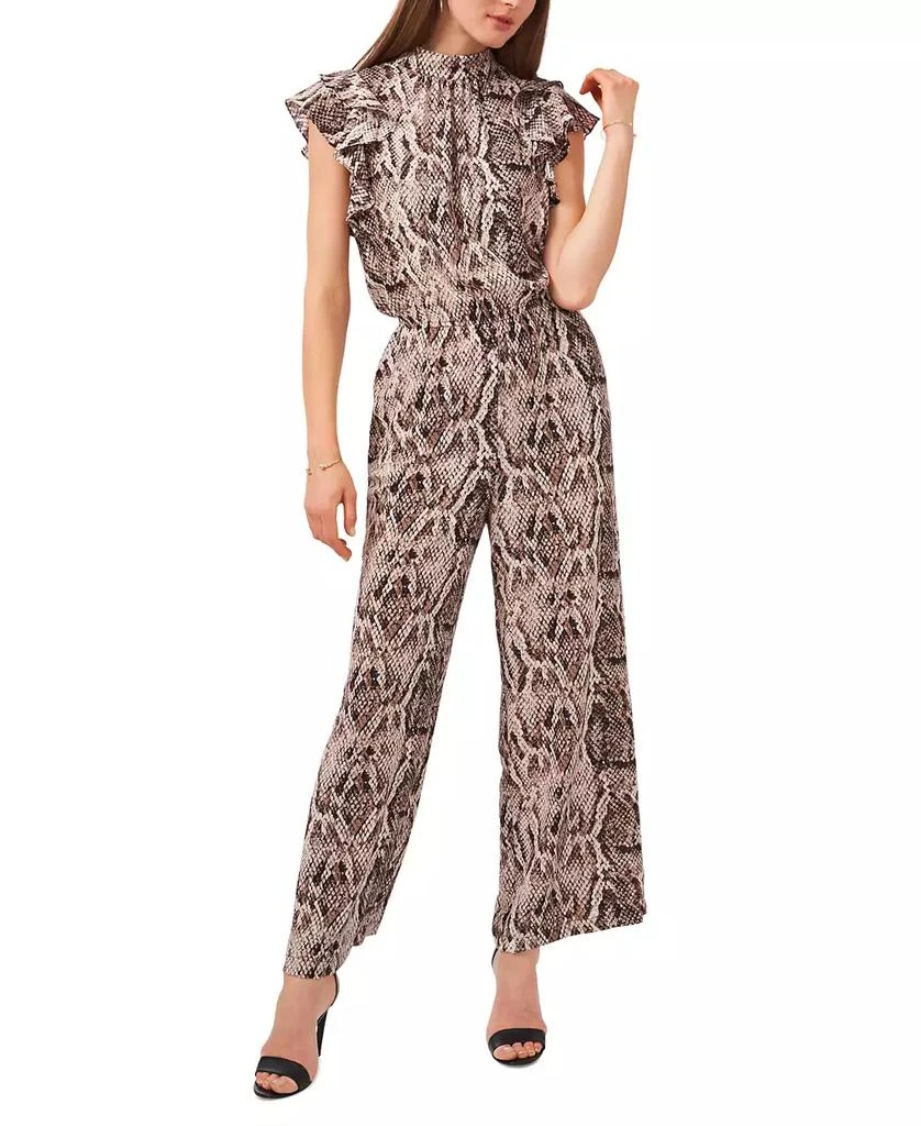 1. State Women's Flutter Sleeve Printed Mock Neck Jumpsuit 3