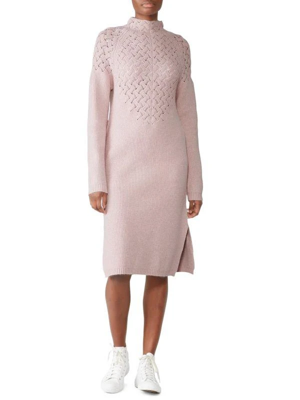 Elliatt Open Knit Mock Turtleneck Sweater Dress 1