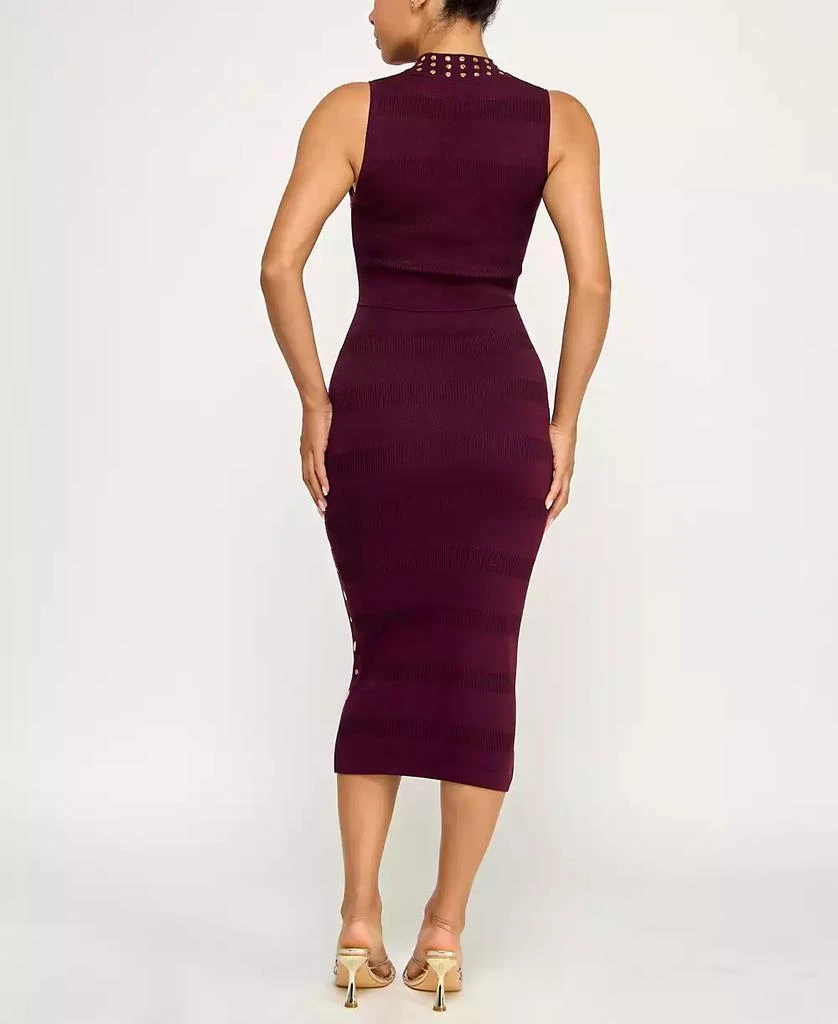 open lace back dress Catch Yourself Plum Purple Bubble Sleeve Sweater Dress, Large - The Mint Julep Boutique main image 0