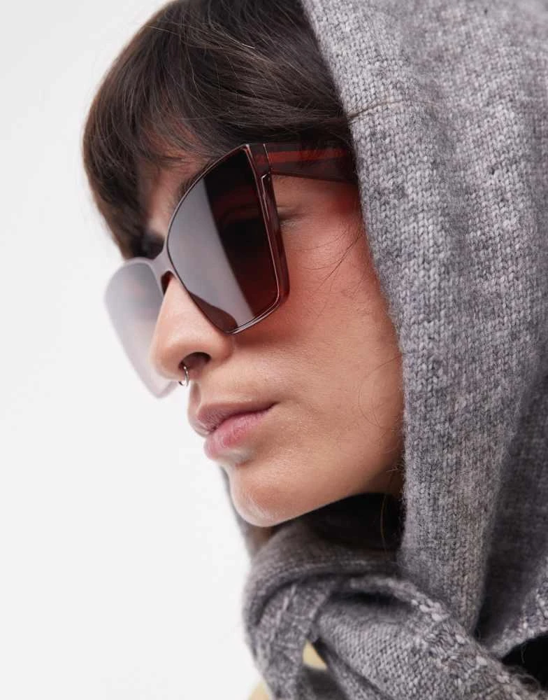 & Other Stories & Other Stories oversized cat eye sunglasses in dark red exclusive to ASOS 3